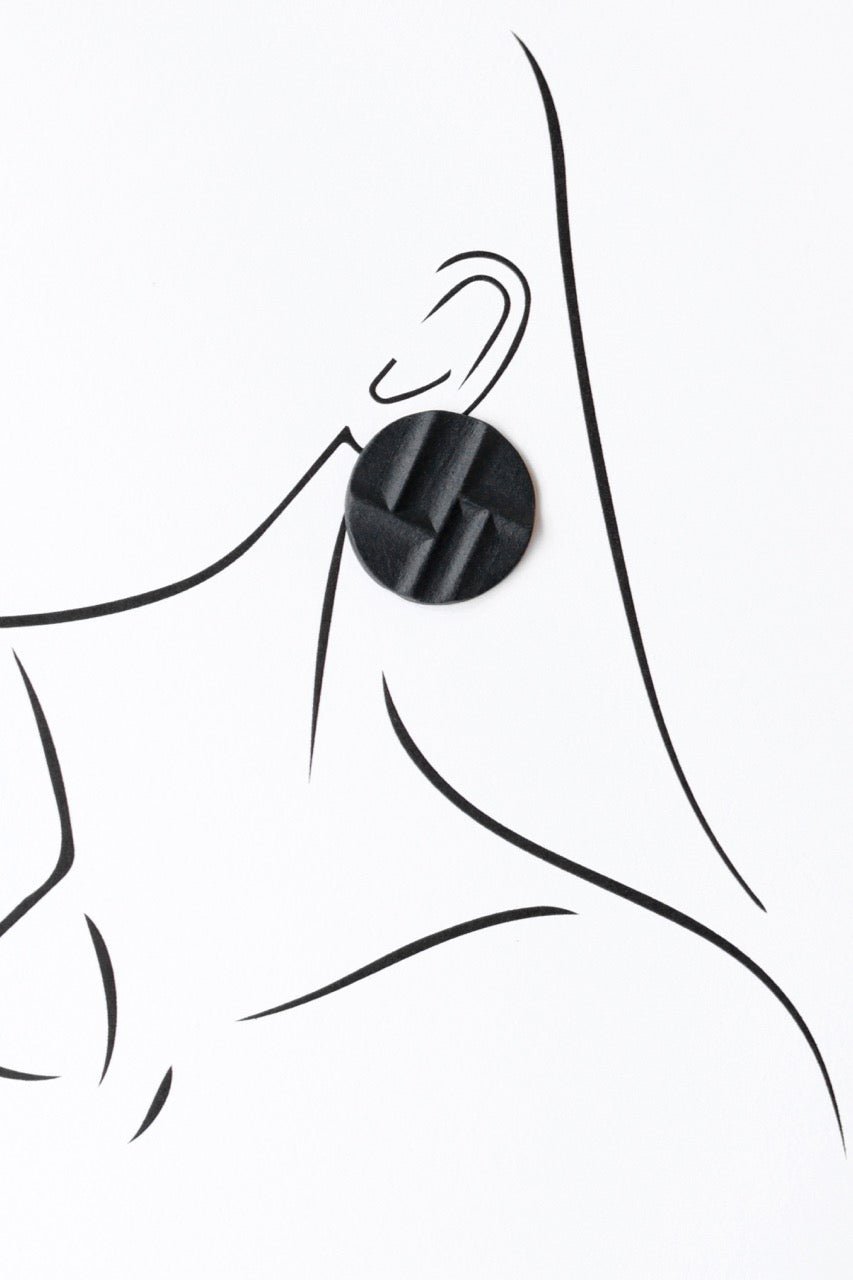 Mondrian Black – kolczyki z porcelany Parian