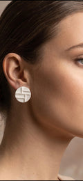Mondrian White – kolczyki z porcelany Parian